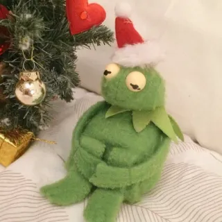 🎄 Kermit Kermit la Rana, Navidad, Gorro de Papá Noel, Muppets, Rana verde, Juguete telegram sticker