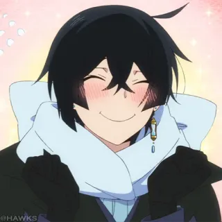 💎 Anime, Cartoon, Lächeln, Fröhlich, Süß, Schwarze Haare telegram sticker