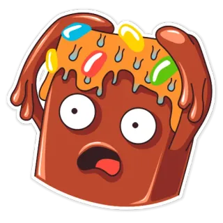 😱 Kreskówka, Naklejka, Zszokowany, Słodki, Deser, Cukierek telegram sticker