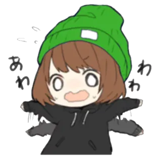 😨 わわ anime, cô gái, sợ hãi, dễ thương, hoạt hình, kawaii telegram sticker
