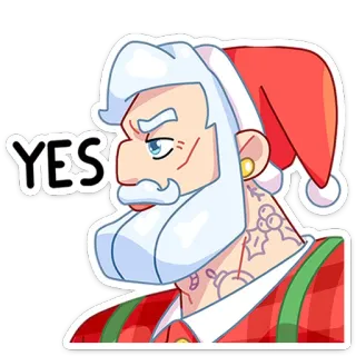 👍 YES père noël, noël, oui, fête, dessin animé, personnage, autocollant telegram sticker