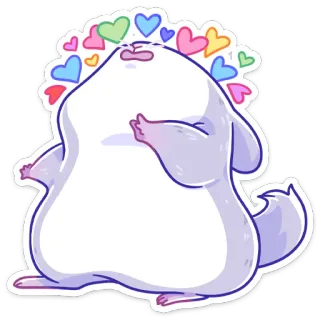 😍 animal, fofo, corações, desenho animado, chinchila, amor whatsapp sticker