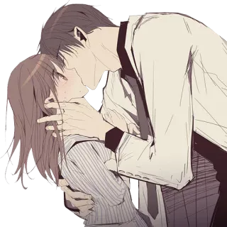 ❤️ Anime, Beijo, Romance, Casal, Amor, Ilustração, Desenho animado whatsapp sticker