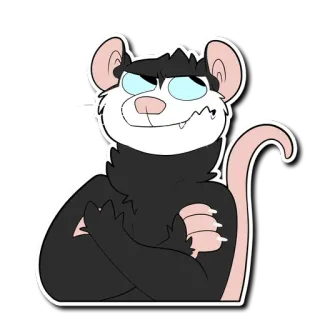 😒 opossum, binatang, kartun, angkuh, bersedekap, karakter whatsapp sticker