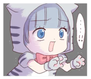 😳 Anime, Urocze, Chibi, Zaskoczony, Dziewczyna, Kreskówka telegram sticker