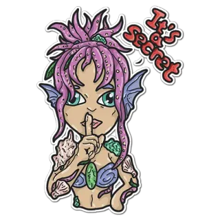 🤫 It's Secret sirena, cartone animato, personaggio, mare, fantasia whatsapp sticker