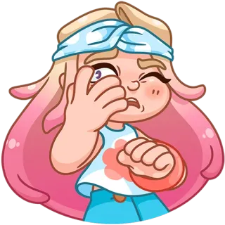 🫣 kreskówka, dziewczyna, smutna, zła, rozczarowana, słodka, postać telegram sticker