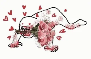 💞 monster, creature, hearts, roses, floral, surreal, love, creepy-cute telegram sticker