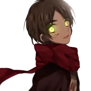 🙃 Eren Yeager Attack on Titan Anime, Manga, Personnage, souriant, animé telegram sticker