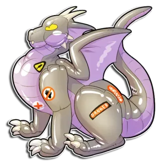 😡 WARNING DANGER dragon, inflatable, cartoon, warning, danger telegram sticker