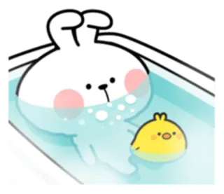 🛁 lapin, bain, mignon, dessin animé, animal, canard telegram sticker