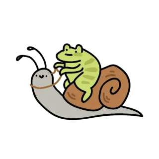 🐌 ếch, ốc sên, động vật, cưỡi, dễ thương, hoạt hình telegram sticker