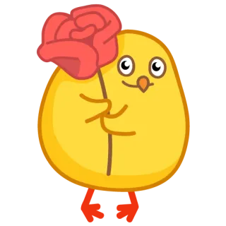 🌹 chicken, flower, rose, cute, cartoon telegram sticker