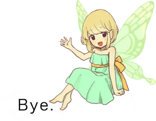 🙋‍♀️ Bye. 妖精, アニメ, さようなら, 手を振る, 漫画, かわいい telegram sticker