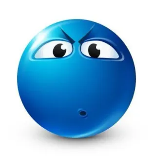 😯 blau, wütend, Cartoon, Emoji, Ball, Gesicht whatsapp sticker