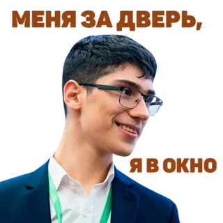 🚪 МЕНЯ ЗА ДВЕРЬ, Я В ОКНО russian, meme, humor, text telegram sticker