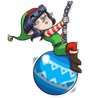 💥 Natal, elfo, ornamento, bola, desenho animado, feriado telegram sticker