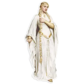 🧍‍♀️ woman, dress, braids, gown, art, painting, vintage telegram sticker