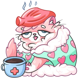 🤧 кот, милый, каваий, розовый, животное, наклейка, мультфильм whatsapp sticker