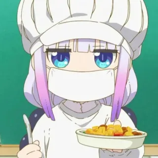 🍮 Kanna Miss Kobayashi's Dragon Maid Anime, Cartoon, Mignon, Kanna Kamui, Miss Kobayashi's Dragon Maid, Nourriture telegram sticker
