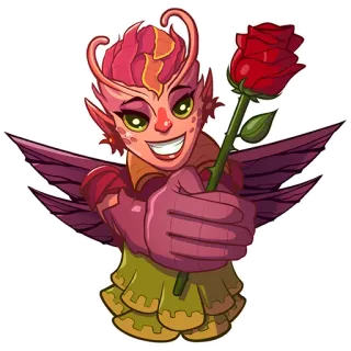 🌹 仙女, 花, 幻想, 玫瑰, 翅膀, 可爱 telegram sticker