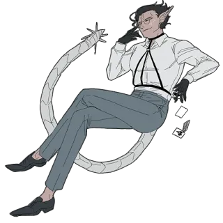😉 character, fantasy, tail, elegant, sitting, man telegram sticker