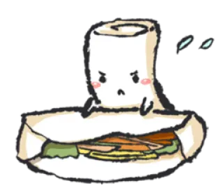 😕 nourriture, wrap, dessin animé, sandwich, mignon whatsapp sticker