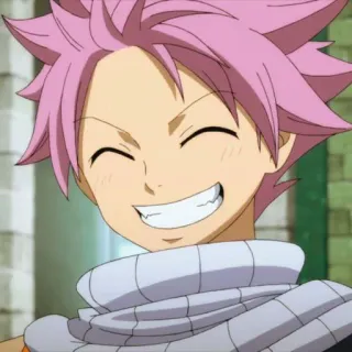 💜 Natsu Dragneel Fairy Tail anime, manga, fairy tail, natsu, natsu dragneel, smiling, pink hair, happy telegram sticker