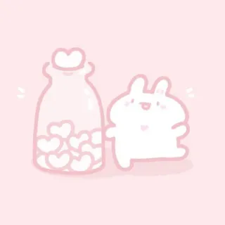 🩰 cute, kawaii, bunny, rabbit, hearts, bottle, pink, sticker telegram sticker