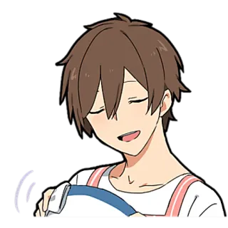 😌 аниме, парень, улыбается, персонаж, иллюстрация telegram sticker