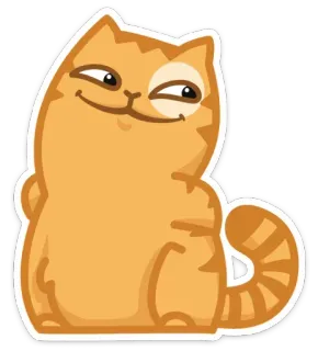 😏 gato, gato laranja, desenho animado, animal, sorrindo, engraçado, animal de estimação telegram sticker