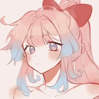 😒 anime, ragazza, capelli rosa, fiocco, carina telegram sticker