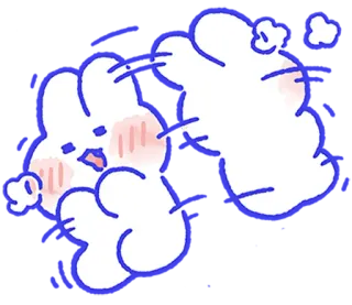 ☺️ lapin, animal, dessin animé, nuage, mignon, lapinou, duveteux, kawaii telegram sticker