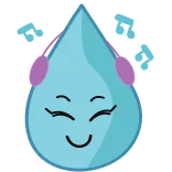 🎼 капля воды, музыка, наушники, милый, мультфильм, слушать telegram sticker