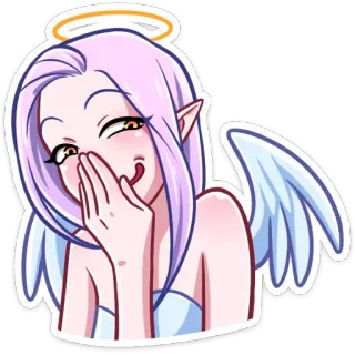 😂 ангел, аниме, девушка, мультфильм, милый, крылья, нимб telegram sticker