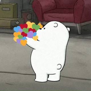 💛 Ice Bear We Bare Bears медведь, мультфильм, сердечки, милый, белый медведь, Мы обычные медведи whatsapp sticker