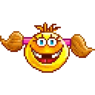 👧 絵文字, 幸せ, 顔, ピクセルアート, スマイリー telegram sticker
