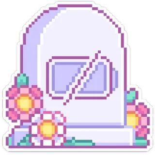 ⚰️ Niedriger Batteriestand, Grabstein, Pixelkunst, Blumen, Grab, Digitales Gerät telegram sticker
