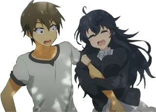 🤗 anime, desenho animado, casal, abraço, amigos telegram sticker