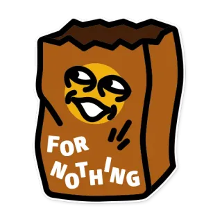 😒 FOR NOTHING paper bag, cartoon, funny, nothing telegram sticker