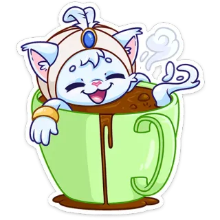 ☕️ kucing, kopi, imut, kawaii, binatang, stiker, kartun telegram sticker