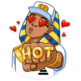 😍 HOT pharaoh, mắt trái tim, hot, emoji, hoạt hình, nhãn dán telegram sticker
