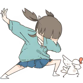 🤓 girl, chicken, anime, cartoon, cute, playful, dance telegram sticker