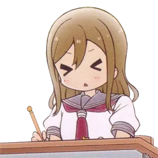 🖋 anime, school girl, student, kawaii, cute, chibi, writing, studying telegram sticker