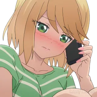 😢 Аниме, Девушка, Телефон, Мультфильм, Персонаж telegram sticker