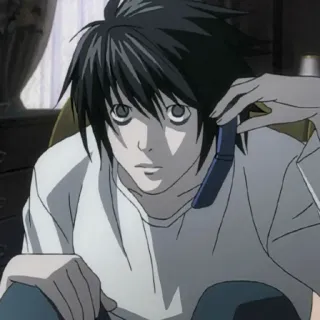 🍎 L Death Note Anime, Death Note, L Lawliet, Detetive, Intelectual, Mangá telegram sticker