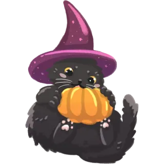 🎃 gatto, strega, halloween, zucca, adesivo, carino, spaventoso, magia telegram sticker