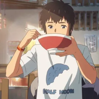 🍣 HALF MOON Anime, Garçon, Ramen, Manger, Demi-lune telegram sticker