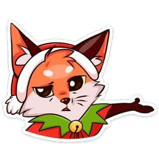 👉 renard, noël, bonnet père noël, dab, animal, mignon telegram sticker