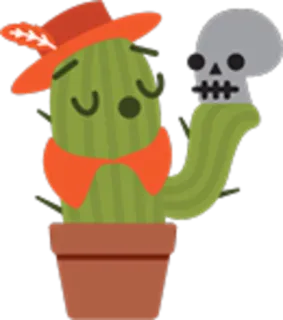 💀 cactus, teschio, pianta, deserto, cappello, western, natura telegram sticker